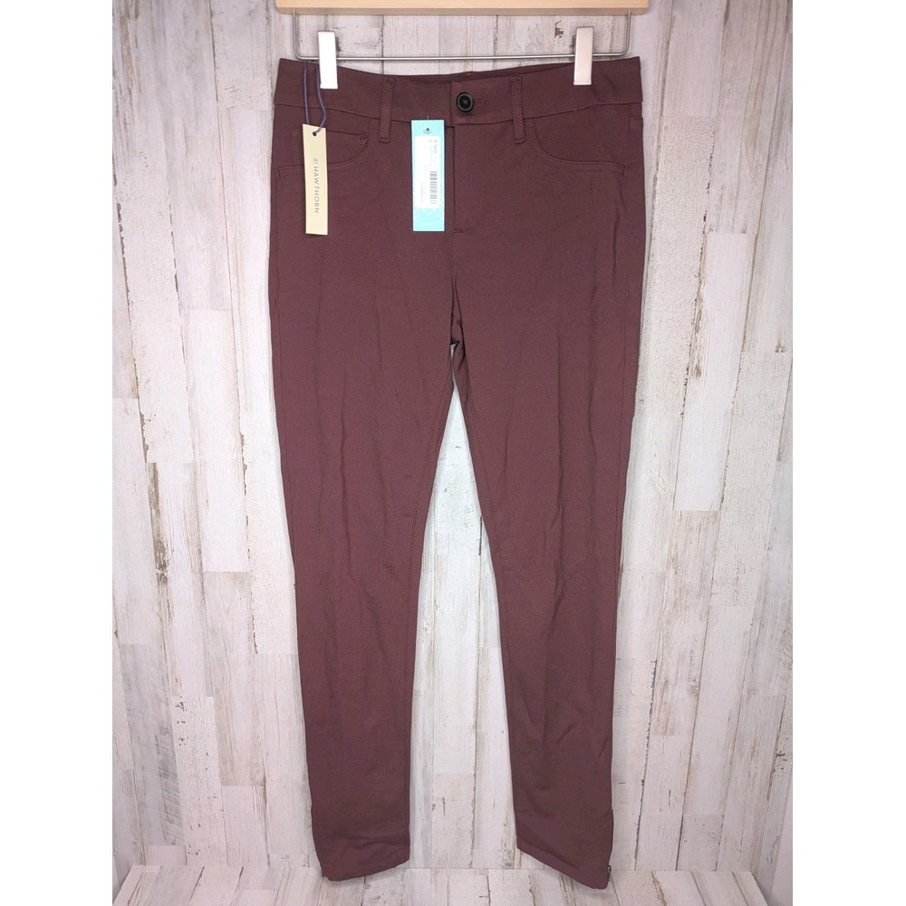 NWT 41 HAWTHORN Zoe Ankle Zip Skinny Pants Size 2 Burgundy Stretch‎